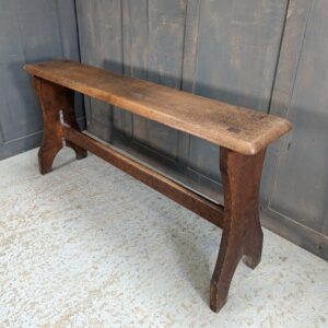 Simple Tall Antique Oak Organists Bench from St Mary's Port Dinorwic (SOLD)