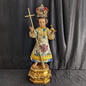 Ornate Clothed Be Crowned Vintage South European Child of Prague Religious Statue (SOLD)