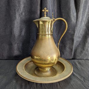 1869 Antique Brass Communion Plate & Wine Jug Ewer (SOLD)