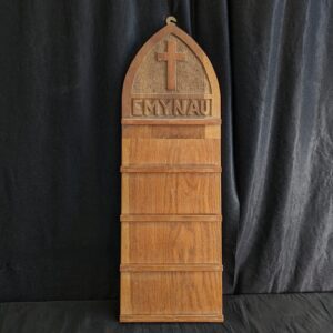 Vintage Welsh Oak Hymn Board with Carved Cross & 'Emynau' (SOLD)