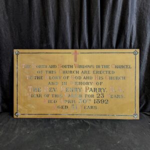 Large Antique Brass Welsh Memorial Plaque dated 1892 for The Rev Henry Parry SALE (SOLD)