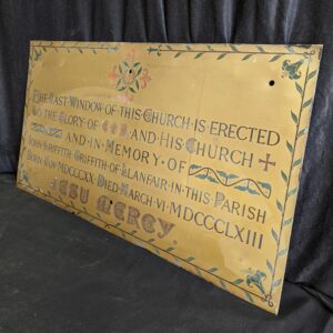 Large Ornate Brass Welsh Church Memorial Plaque dated 1863 in memory of John Griffith Griffith SALE (SOLD)