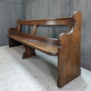 Antique Late Victorian Extremely Heavy Solid Oak Open Back Shapely Ended Church Chapel Pews Benches (SOLD)