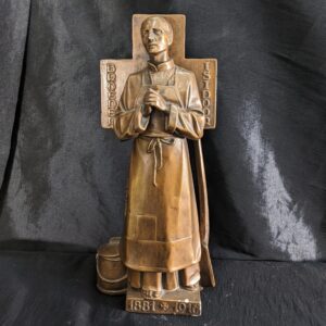 Vintage Bronze Coloured Flemish Brother Isidor Plaster Religious Statue (SOLD)