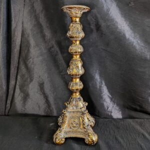 Faux Antique Bronze Ornate Religious Candlestick (SOLD)