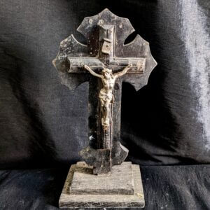 Distressed & Aged Crude French Black & Silver Coloured Crucifix (SOLD)