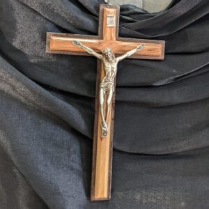 Contemporary Two-Tone Olive Wood & Metal Italian Crucifix (SOLD)
