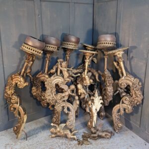 Ex-Film Prop Set of 8 Over the Top Rococo Resin Wall Lamp Fittings (SOLD)