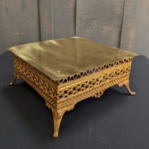 Gilded Brass Gothic Tabor Monstrance Stand with Filigree Work Sides (SOLD)