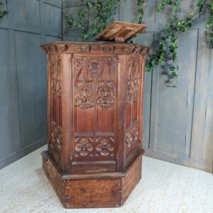 Small Highly Ornate Antique Gothic Oak Chuch Pulpit (SOLD)