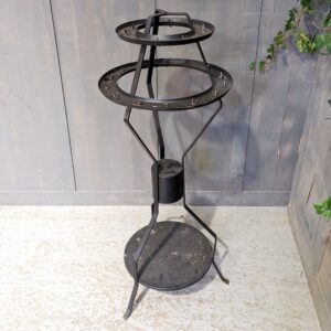 Modern Black Painted Steel Church Circular Votive Candlestand with Moneybox (SOLD)