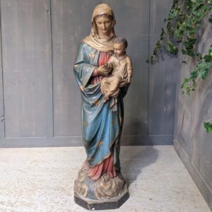 High Quality English Antique Victorian Statue of the Madonna BVM Mother & Child (SOLD)