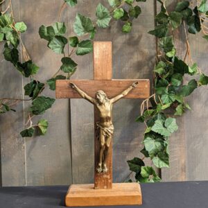 High Quality Vintage Bronze & Oak Table Crucifix (SOLD)