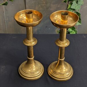 Medium Height Pair of Good Quality Victorian Brass Classic Church Altar Candlesticks (SOLD)