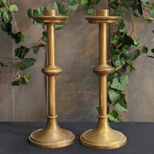 Taller Vintage Classic Brass Church Candlesticks for Larger Candles (SOLD)