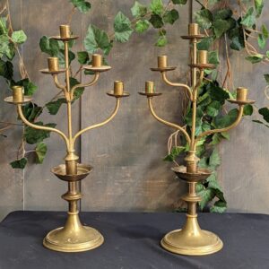 Pair of Vintage Brass Ecclesiastical 'Tree Branch' Five Light Benediction Candelabra (SOLD)