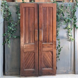 Pair of Victorian Pitch Pine Church Doors with Ornate Brass Handles (SOLD)