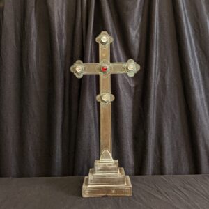 Late Victorian Heavy Brass Church Altar Bottony Cross with Cabuchons (SOLD)