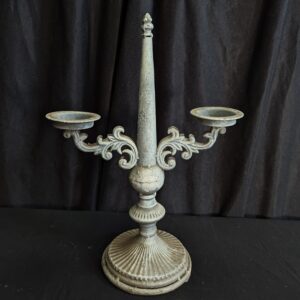 Distressed Pewter Coloured Metal Candleholder in the Classical Tradition (SOLD)