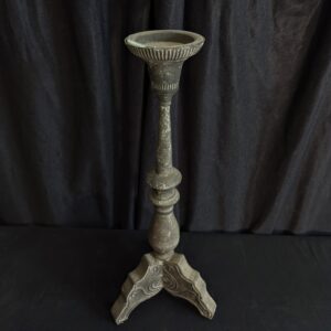 Pewter Coloured Distressed Metal Candleholder in the Levantine Style (SOLD)