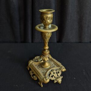 Highly Ornate & Decorative Antique Small Brass Baroque Style Candleholder (SOLD)