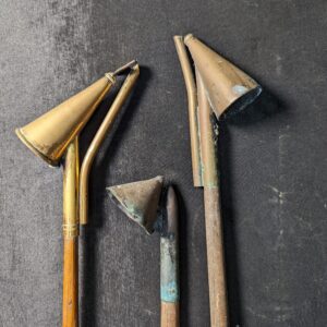 Set of 3 Antique Brass & Wood Candle Snuffers (SOLD)