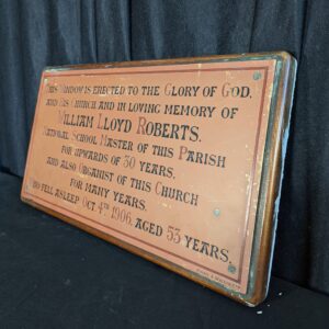 1906 Brass Mounted on Wood Memorial Plaque for William Lloyd Roberts (SOLD)
