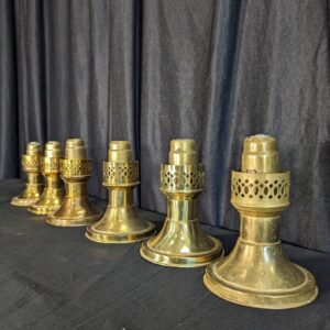 'Big Six' Brass Spring Loaded Same Height Altar Candlesticks (SOLD)