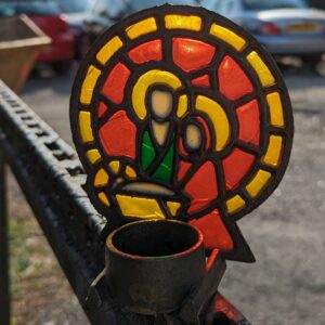 Modern Candle-Powered 'Stained Glass' Nativity Scene (SOLD)