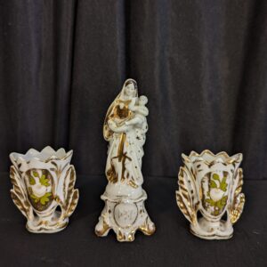 Matching Small Vintage French Porcelain Statue & Flower Holder Madonna (SOLD)
