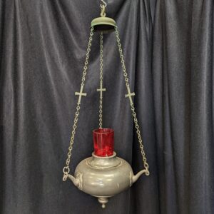 Simple Traditional English Styled Vintage Pewter Sanctuary Lamp (SOLD)