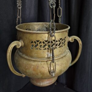 Very Large Antique Brass Church Sanctuary Lamp in the Byzantine Tradition (SOLD)