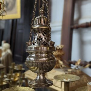 Well Used Vintage Plated Solid Brass Thurible Censer Incense Burner with Holes for Chains (SOLD)