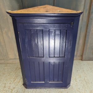 Large Antique Blue Painted Pine Corner Cupboard (SOLD)