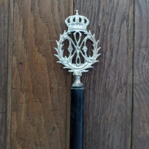Short Bishops Staff with Plated Marian Symbol Topped by Crown (SOLD)
