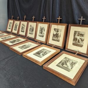 Small Set of Antique Oak Framed Stations of the Cross from Clonliffe Seminary Ireland (SOLD)