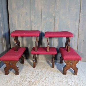 Upholstered Church Kneelers Prayer Stools with Trefoil Cutaways (SOLD)