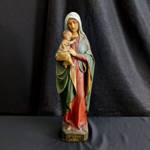Beautiful High End Carved Antique Polychrome Wooden Italian Madonna Virgin & Child (SOLD)