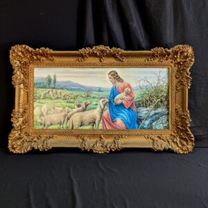 Contemporary Extravagantly Coloured All Plastic Large Picture of Christ the Good Shepherd (SOLD)