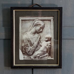 Antique Framed Early Photographic Print of 15th Century Italian Street Madonna Plaque (SOLD)