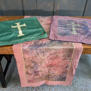 Two American Modern Church Lectern Falls & a Marble Effect Altar Cloth (SOLD)
