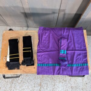 Black Stole with Matching Maniple & Purple Stole with Matching Chalice Veil (SOLD)