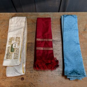 Blue Red & Gold Embroidered Cream Coloured Vintage Stoles (SOLD)