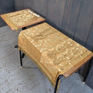 Three Top Quality Pieces of Gold Damask Ecclesiastical Material with Cords (SOLD)