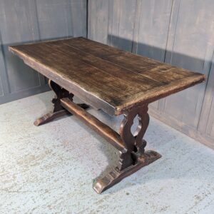Heavy Oak Vintage Lyre End Country Refectory Table (SOLD)