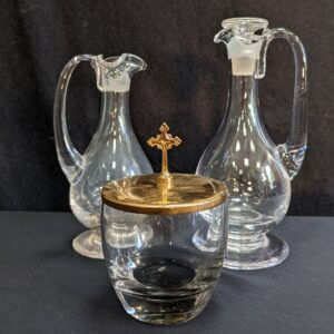 Two Church Cruets Decanters with Ablution Cup (SOLD)