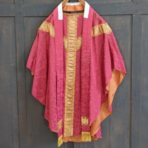 Raspberry & Custard Damask Chasuble with Stole by Burns Oates (SOLD)