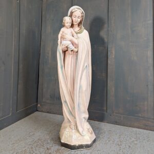 Fibreglass Outdoor Large Mostly Pink Vintage Religious Statue of Madonna BVM Mary & Child (SOLD)