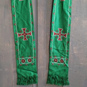 Unusual 1950's Vintage Green & Red Embroidered Cotton Stole (SOLD)