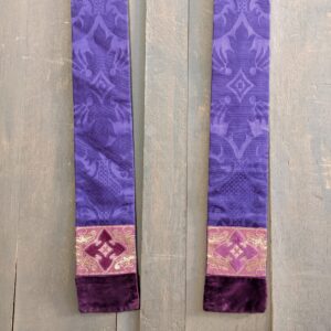 Vintage Purple Silk & Red Velvet Damask Stole (SOLD)